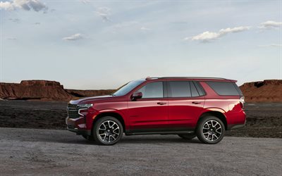 Chevrolet Tahoe, 2020, side view, exterior, SUV, new red Tahoe, american cars, Chevrolet
