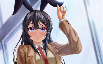 Mai Sakurajima, huvudpersonen, Seishun Yarou wa bunny girl L&#229;r, manga, konstverk, Sakurajima Mai