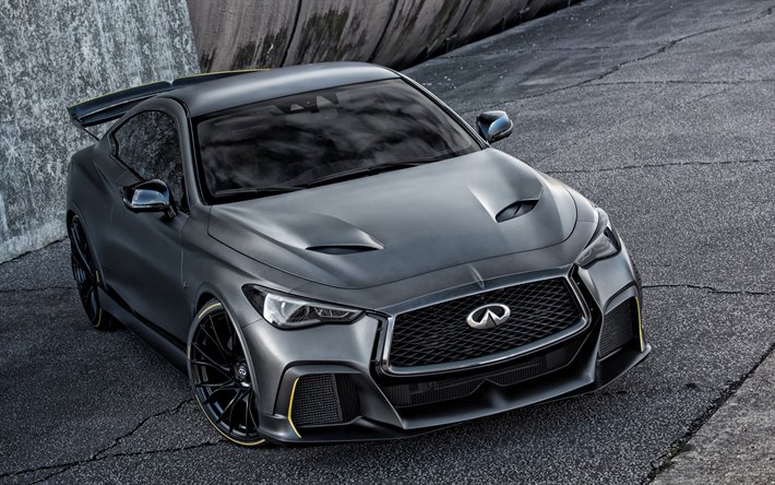 Infiniti Proyecto Black S, 2019, Infiniti Q60S, exterior, de color gris mate coup&#233;, deportivo coupe, gris mate Q60S, los coches japoneses, Infiniti