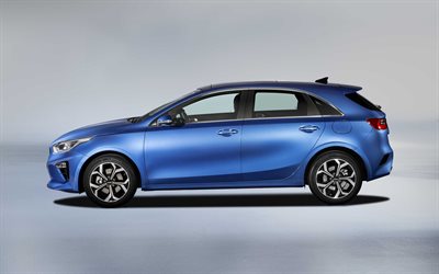 Kia &#201;xito, 2020, vista lateral, exterior, azul hatchback, el nuevo azul de &#201;xito, coches coreanos, Kia
