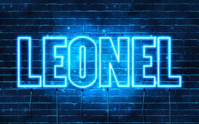 Leonel, 4k, isim Leonel adı ile, yatay metin, Leonel adı, mavi neon ışıkları, resimli duvar kağıtları