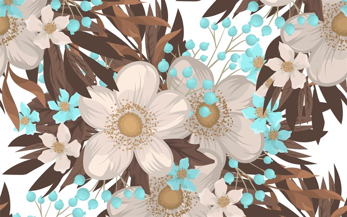 retro textura con flores, floral retro de fondo, fondo con flores, retro textura
