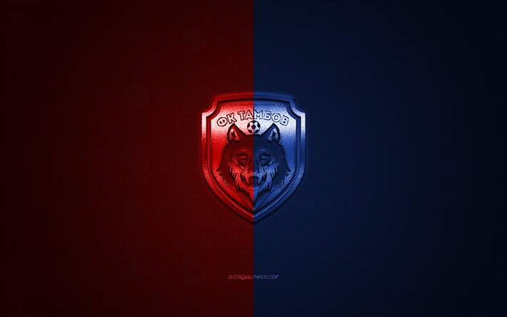 FC Tambov, Russian football club, Russian Premier League, red-blue logo, red-blue carbon fiber background, football, Tambov, Russia, FC Tambov logo