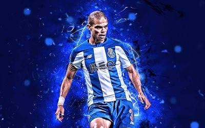 Pepe, 2019, Porto FC, Primeira Liga, portuguese footballers, Kepler Laveran Lima Ferreira, neon lights, soccer, FC Porto