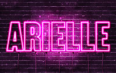 Arielle, 4k, wallpapers with names, female names, Arielle name, purple neon lights, horizontal text, picture with Arielle name