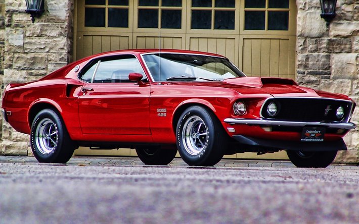 Ford Mustang Boss 429, voitures r&#233;tro, 1969 voitures, tuning, muscle cars, 1969 Ford Mustang, les voitures am&#233;ricaines, Ford