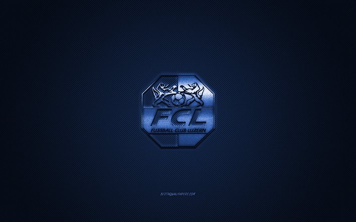 FC Luzern, Sveitsin football club, Sveitsin Super League, sininen logo, sininen hiilikuitu tausta, jalkapallo, Luzern, Sveitsi, FC Luzern logo