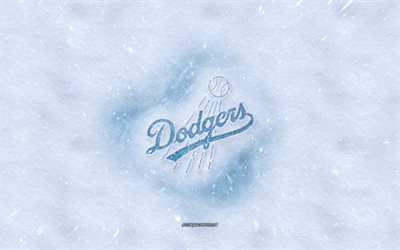 Los Angeles Dodgers logo, Amerikan beyzbol kul&#252;b&#252;, kış kavramlar, HABERLER, Los Angeles Dodgers logo buz, kar dokusu, Los Angeles, Kaliforniya, ABD, kar, arka plan, Los Angeles Dodgers beyzbol