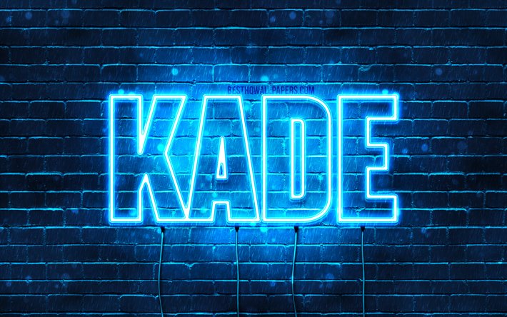 Kade, 4k, sfondi per il desktop con i nomi, il testo orizzontale, Kade nome, neon blu, immagine con nome Kade