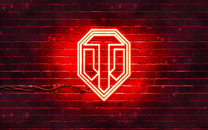 World of Tanks logo rosso, WoT, 4k, rosso, brickwall, World of Tanks logo, marchi, World of Tanks neon logo, World of Tanks, WoT logo