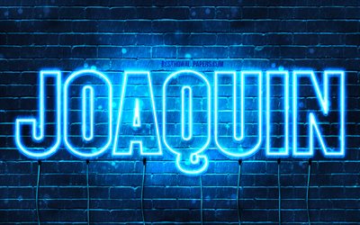 Joaquin, 4k, wallpapers with names, horizontal text, Joaquin name, blue neon lights, picture with Joaquin name