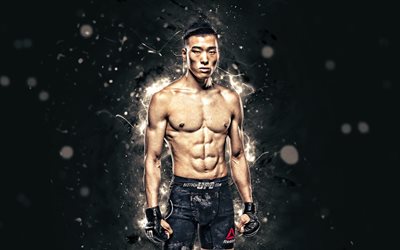 Seungwoo Choi, 4k, blanco de las luces de ne&#243;n, de corea del Sur combatientes, MMA, UFC, artes marciales Mixtas, Seungwoo Choi 4K, luchadores de la UFC, MMA fighters