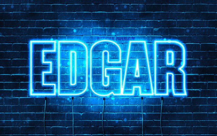 Edgar, 4k, taustakuvia nimet, vaakasuuntainen teksti, Edgar nimi, blue neon valot, kuva Edgar nimi