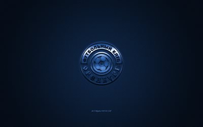 orenburg fc, russisch-fu&#223;ballverein, russische premier league, blue-logo, blau-carbon-faser-hintergrund, fu&#223;ball, orenburg, russland, orenburg fc-logo