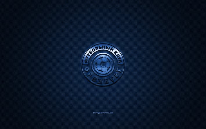 Orenburg FC, Russian football club, Russian Premier League, blue logo, blue carbon fiber background, football, Orenburg, Russia, Orenburg FC logo