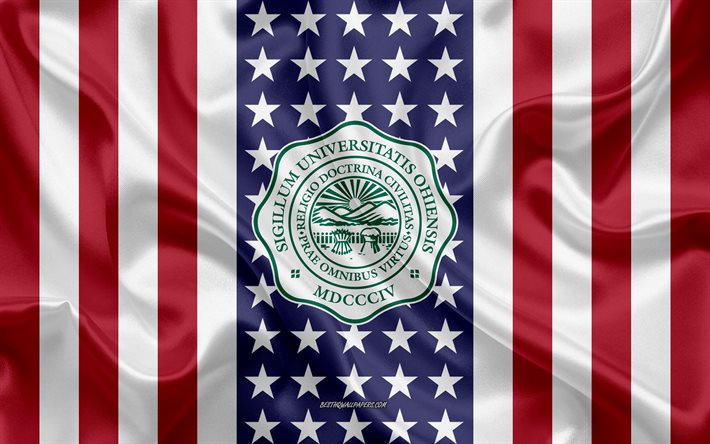 Ohio University Emblem, American Flag, Ohio University logo, Athens, Ohio, USA, Ohio University