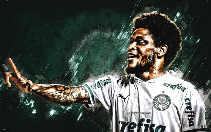 Luiz Adriano, Palmeiras, footballeur br&#233;silien, portrait, fond de pierre verte, soccer, Br&#233;sil, Sociedade Esportiva Palmeiras