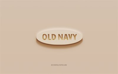 Old Navy logo, fond de pl&#226;tre marron, logo 3d Old Navy, marques, embl&#232;me Old Navy, art 3d, Old Navy