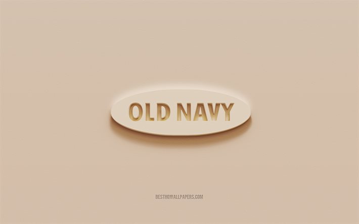 Old Navy logo, fond de pl&#226;tre marron, logo 3d Old Navy, marques, embl&#232;me Old Navy, art 3d, Old Navy