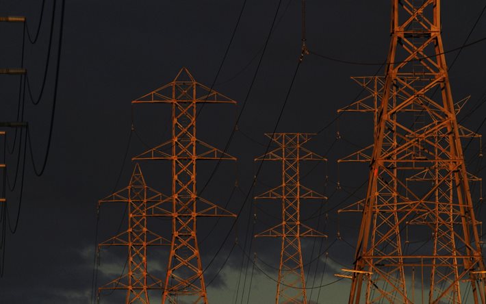 power lines, Overhead power line, electric power transmission, electrical energy, electricity concepts