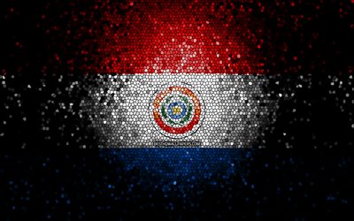 Paraguay bayrağı, mozaik sanatı, G&#252;ney Amerika &#252;lkeleri, Paraguay Bayrağı, ulusal semboller, sanat eseri, G&#252;ney Amerika, Paraguay