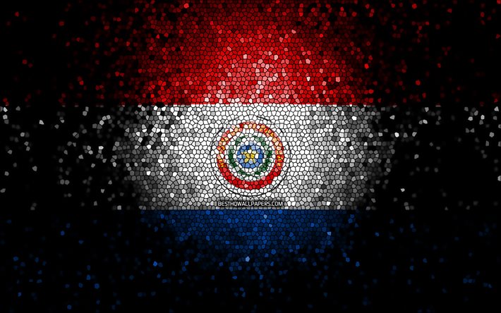 パラグアイの旗, モザイクアート, 南アメリカ諸国, パラグアイの国旗, 国のシンボル, アートワーク, 南アメリカ, パラグアイ