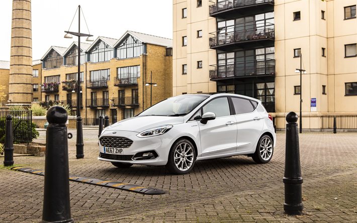 Ford Fiesta, 2021, ext&#233;rieur, vue avant, berline blanche, nouvelle Fiesta blanche, voitures am&#233;ricaines, Ford