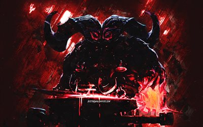 Ornn, League of Legends, red stone background, LoL, League of Legends characters, Ornn League of Legends
