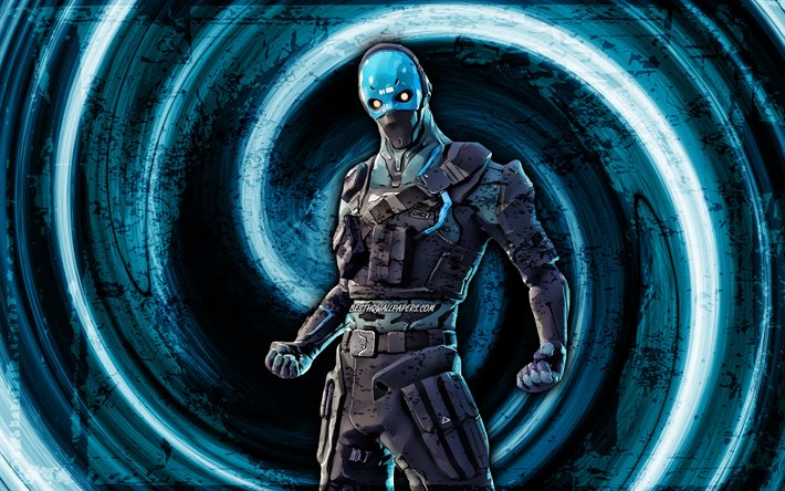 4k, Cobalt, blue grunge background, Fortnite, vortex, Fortnite characters, Cobalt Skin, Fortnite Battle Royale, Cobalt Fortnite