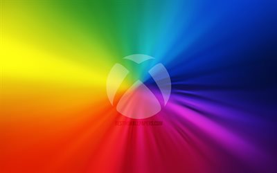 Xbos logo, 4k, vortex, rainbow backgrounds, creative, artwork, brands, Xbos