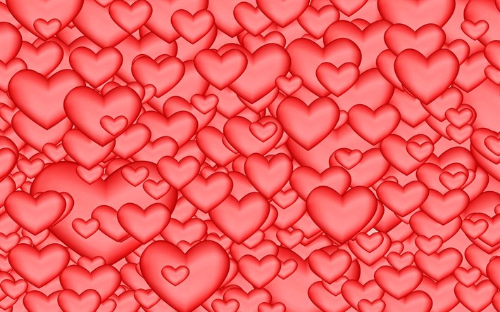 4k, purple heart, 3D hearts patterns, abstract hearts, artwork, hearts patterns, love concepts, purple hearts background, background with hearts