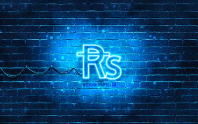 Pakistani rupee neon icon, 4k, blue background, currency, neon symbols, Pakistani rupee, neon icons, Pakistani rupee sign, currency signs, Pakistani rupee icon, currency icons