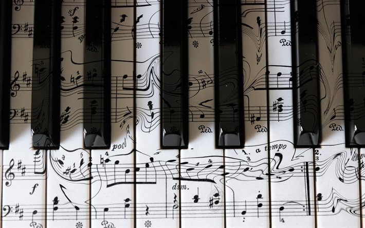 ازرار البيانو, دفاتر موسيقية, رمز يستخدم للإشارة إلى درجة النغم ومدة النغمة (موسيقى), مفاهيم البيانو, عزف البيانو, أدوات الموسيقى
