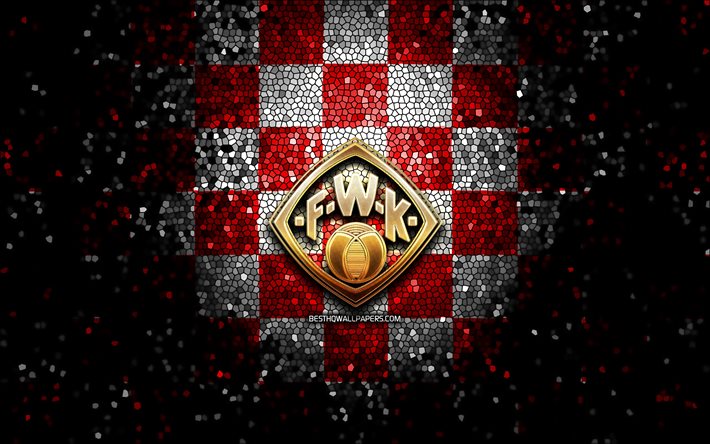 Wurzburger Kickers FC, glitter logo, Bundesliga 2, red white checkered background, soccer, VfL Osnabruck, german football club, Wurzburger Kickers logo, mosaic art, football, FC Wurzburger Kickers