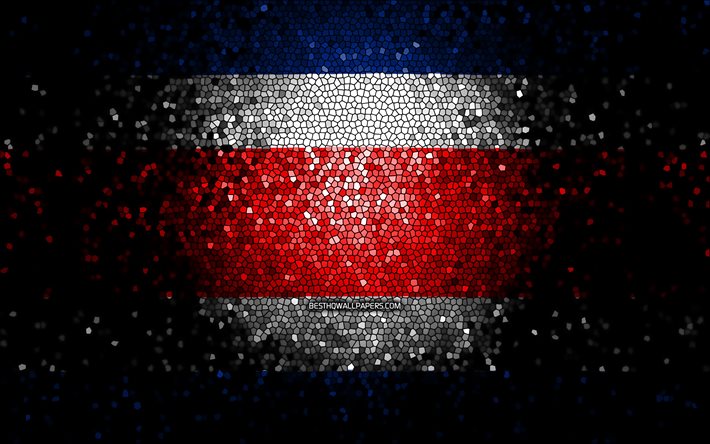 Costa Rica flag, mosaic art, North American countries, Flag of Costa Rica, national symbols, Costa Rican flag, artwork, North America, Costa Rica