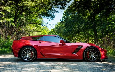 Chevrolet Corvette, 2017, Callaway AeroWagen Package, 4k, tuning packages, red Corvette, sports coupe, Chevrolet