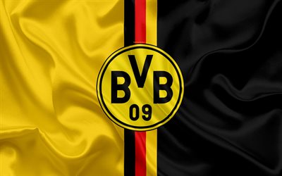 Borussia Dortmund, German football league, Germany, football clubs, BVB logo, emblem, football, flag of Germany