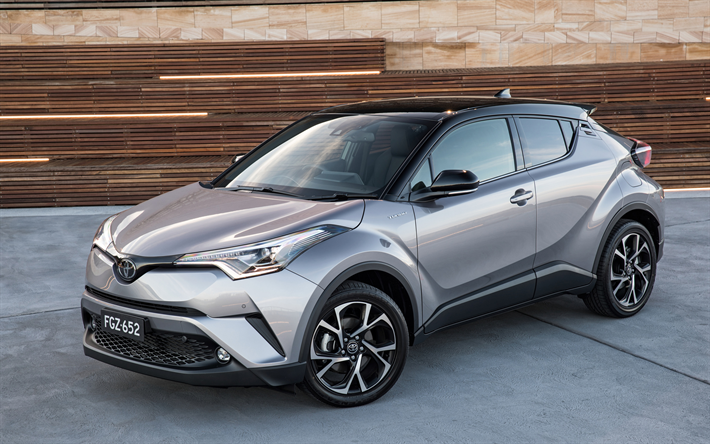 Toyota C-HR, 2017, 4k, deportivo peque&#241;o crossover, plata C-HR, coches nuevos, coches Japoneses, Toyota