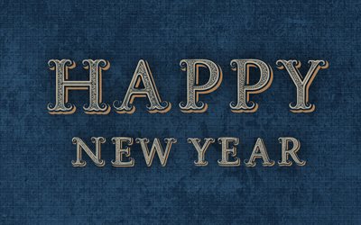 Feliz Ano Novo, 4k, retro letras, retro fundo, 2018 Ano Novo, conceitos