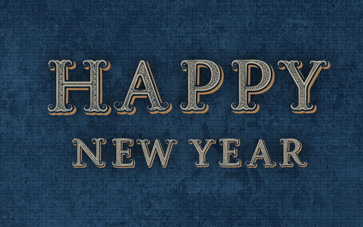 Happy New Year, 4k, retro letters, retro background, 2018 New Year, concepts
