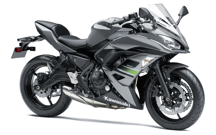 Kawasaki Ninja 650, ABS, 2018, sport motorcycle, gray Ninja 650, new bikes, Japanese motorcycles, Kawasaki