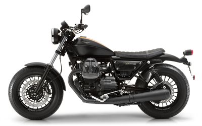 Moto Guzzi V9 Bouchon, 2018, 4k, noir moto, v&#233;lo cool, nouvelles motos, Moto Guzzi