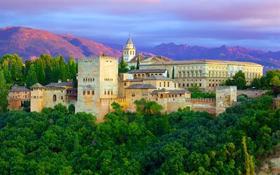 Alhambra, castle, spanish landmarks, Granada, Spain