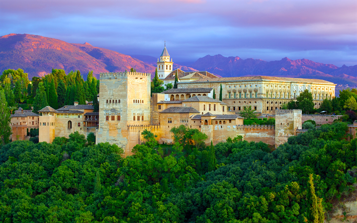 Alhambra, slottet, spanska landm&#228;rken, Granada, Spanien