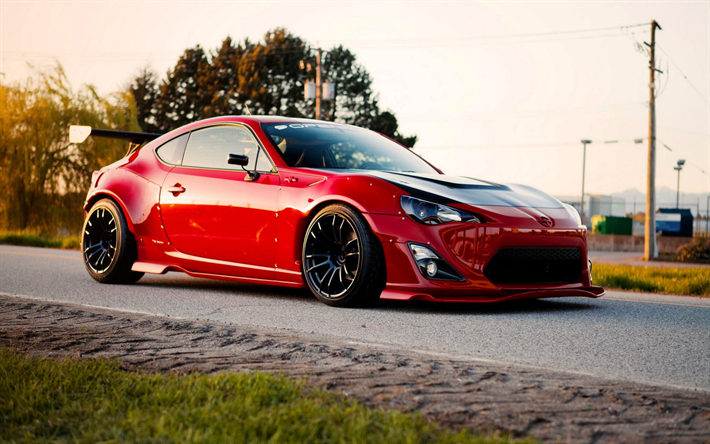 Scion FR-S, tuning, 2017 cars, sportcars, red FR-S, Scion