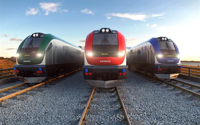 Siemens Carga, locomotivas, Siemens Comboios, 4k, EUA, ferrovi&#225;ria, Siemens