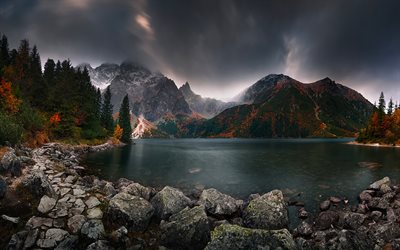 Tatra, syksy, lake, vuoret, Euroopassa