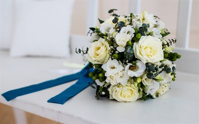 wedding bouquet, white roses, bridal bouquet, wedding, white flowers, wedding concepts