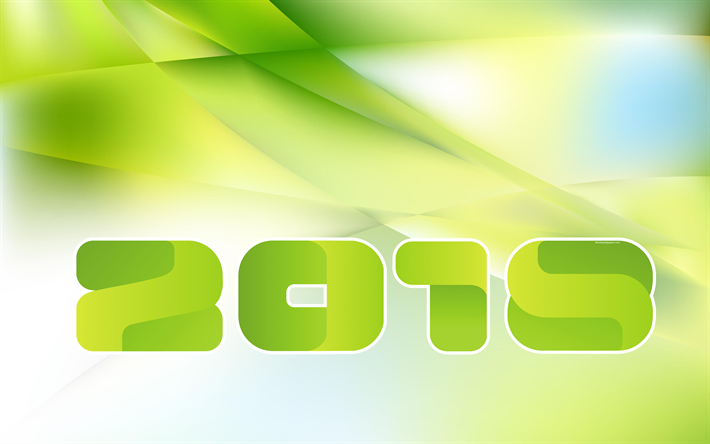 Ano de 2018, 4k, verde Ano Novo plano de fundo, verde abstra&#231;&#227;o, Ano Novo, 2018 conceitos