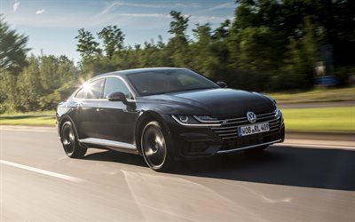 Volkswagen Arteon R-Line, 2017, 4MOTION, svart Arteon, tuning, Tyska bilar, hastighet, Volkswagen